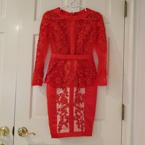 Red lace/mesh cocktail dress